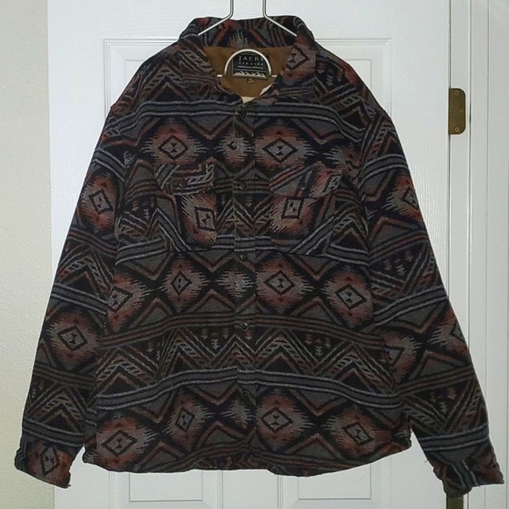 Jachs Men's Sherpa Wool Blend Patterned Shirt Jacket Size XXL